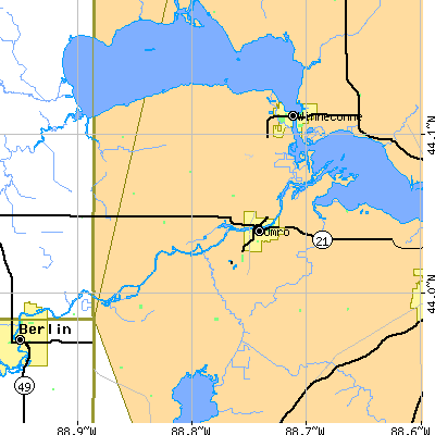 Zip code 54963 close-up map