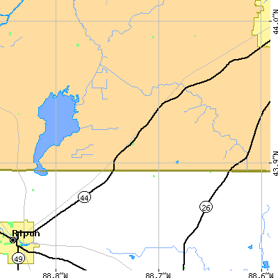 Zip code 54964 close-up map