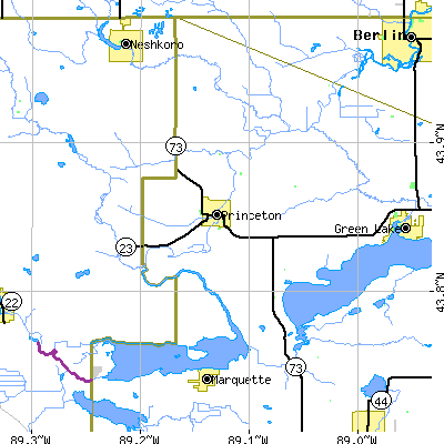 Zip code 54968 close-up map