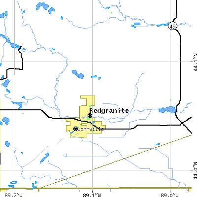 Zip code 54970 close-up map