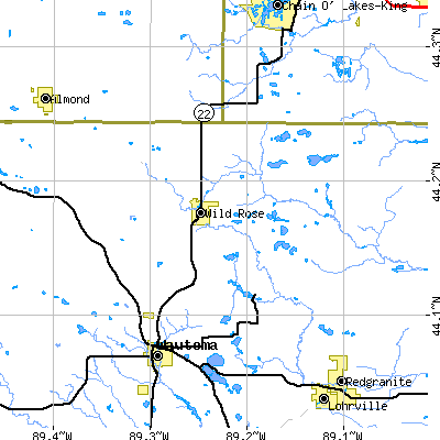Zip code 54984 close-up map