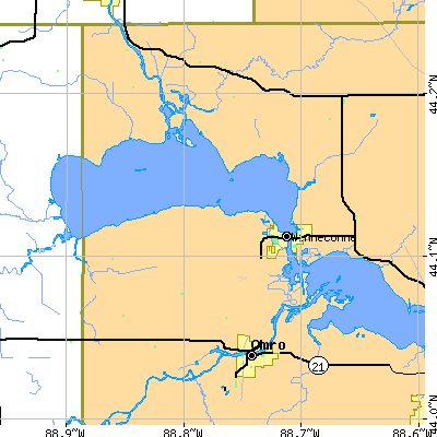 Zip code 54986 close-up map
