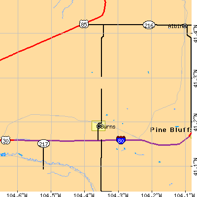 Zip code 82053 close-up map