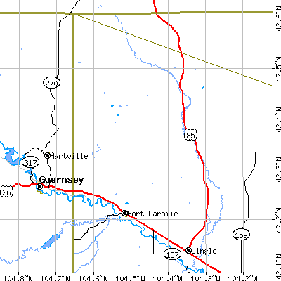 Zip code 82212 close-up map