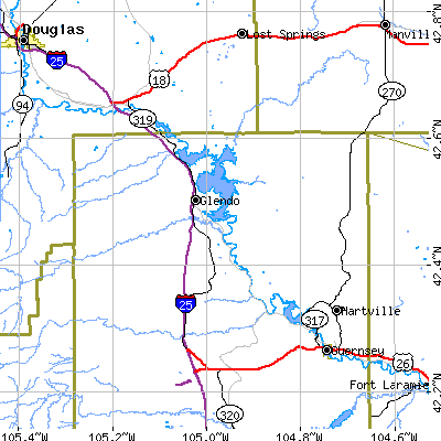Zip code 82213 close-up map