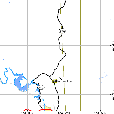 Zip code 82215 close-up map