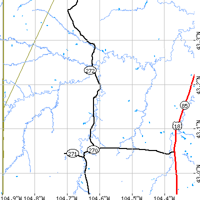 Zip code 82222 close-up map