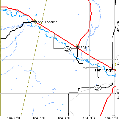 Zip code 82223 close-up map