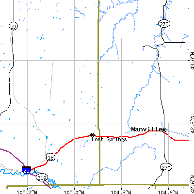 Zip code 82224 close-up map