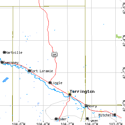 Zip code 82240 close-up map