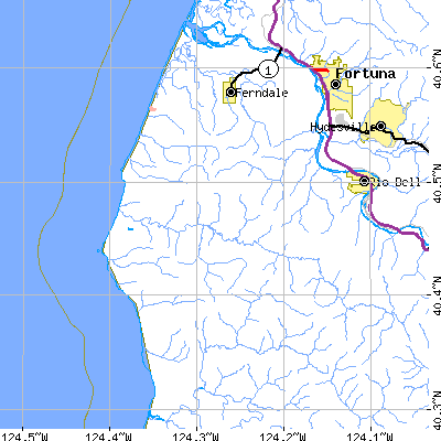 Zip code 95536 close-up map