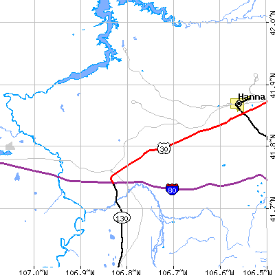 Zip code 82335 close-up map