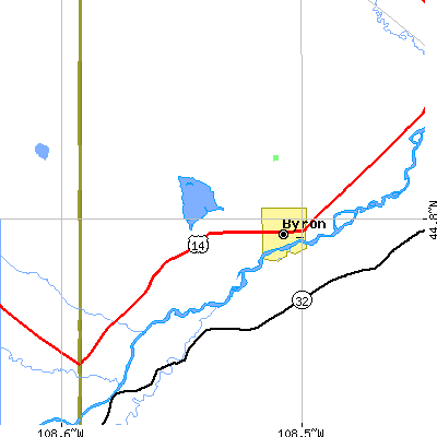 Zip code 82412 close-up map