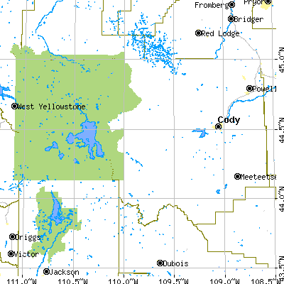 Zip code 82414 close-up map