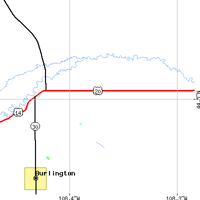 Zip code 82422 close-up map