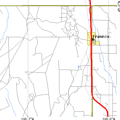 Zip code 82423 close-up map