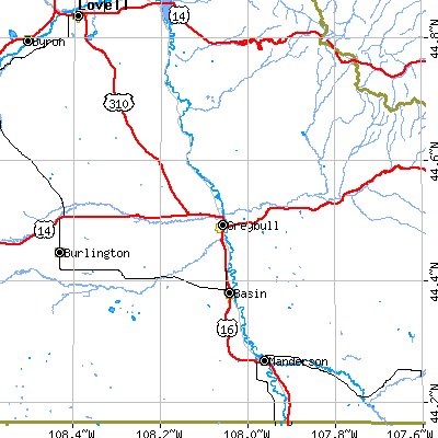 Zip code 82426 close-up map