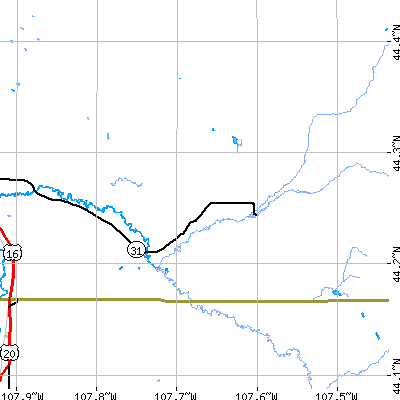 Zip code 82428 close-up map