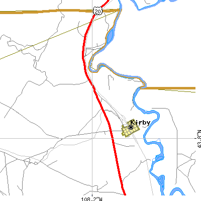 Zip code 82430 close-up map