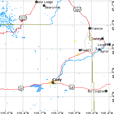 Zip code 82435 close-up map