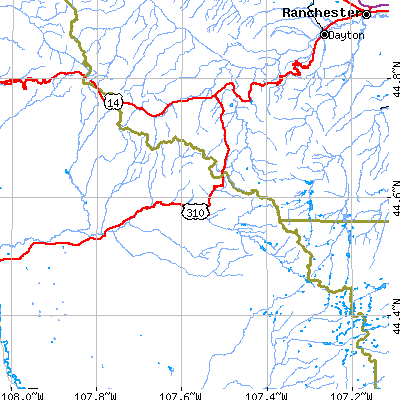 Zip code 82441 close-up map