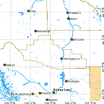 Zip code 82443 close-up map