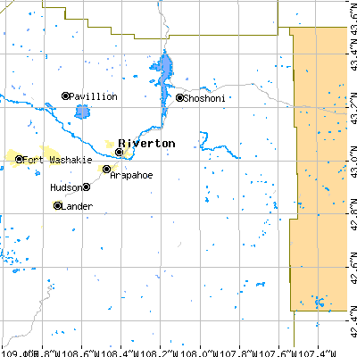 Zip code 82501 close-up map