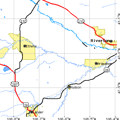 Zip code 82510 close-up map