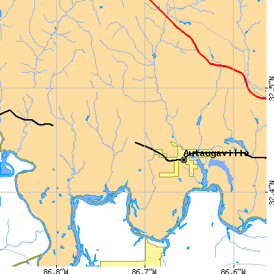 Zip code 36003 close-up map