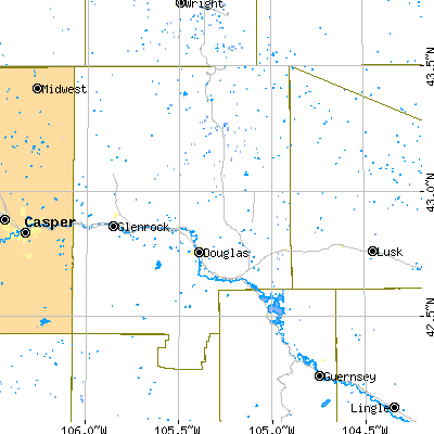 Zip code 82633 close-up map