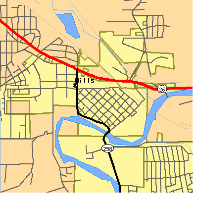 Zip code 82644 close-up map