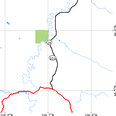 Zip code 82714 close-up map