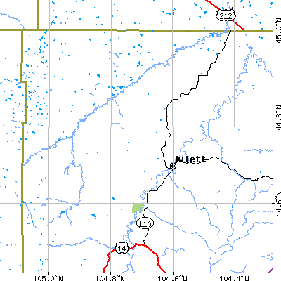 Zip code 82720 close-up map