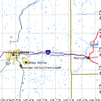 Zip code 82727 close-up map