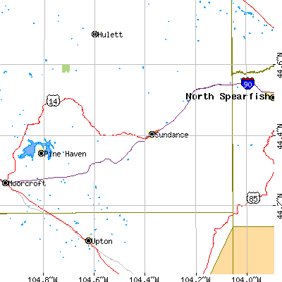 Zip code 82729 close-up map