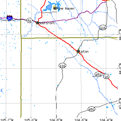 Zip code 82730 close-up map