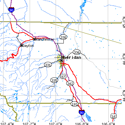 Zip code 82801 close-up map