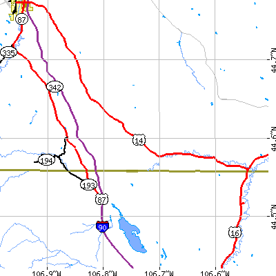 Zip code 82832 close-up map