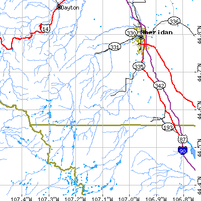 Zip code 82833 close-up map