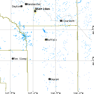 Zip code 82834 close-up map