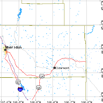 Zip code 82835 close-up map