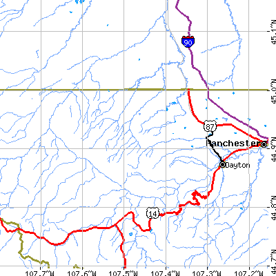 Zip code 82838 close-up map