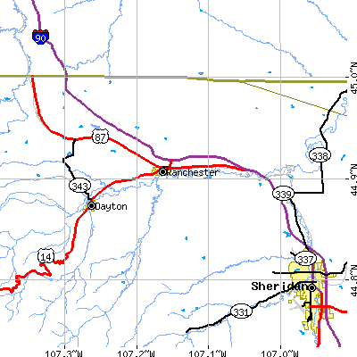 Zip code 82839 close-up map