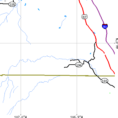 Zip code 82842 close-up map