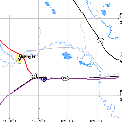 Zip code 82929 close-up map