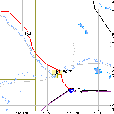 Zip code 82934 close-up map