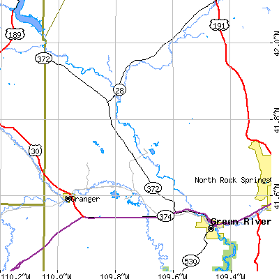 Zip code 82935 close-up map
