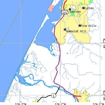 Zip code 95551 close-up map