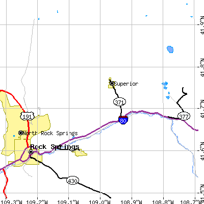 Zip code 82945 close-up map