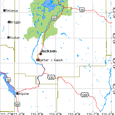 Zip code 83001 close-up map